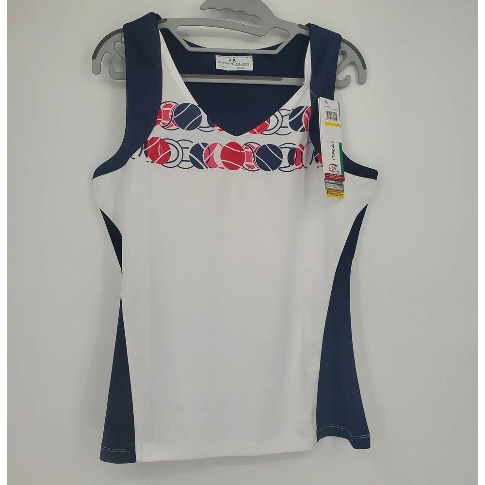 NEW Grand Slam Performance Medium Tank Top White Pickleball Moisture‎ Wicking